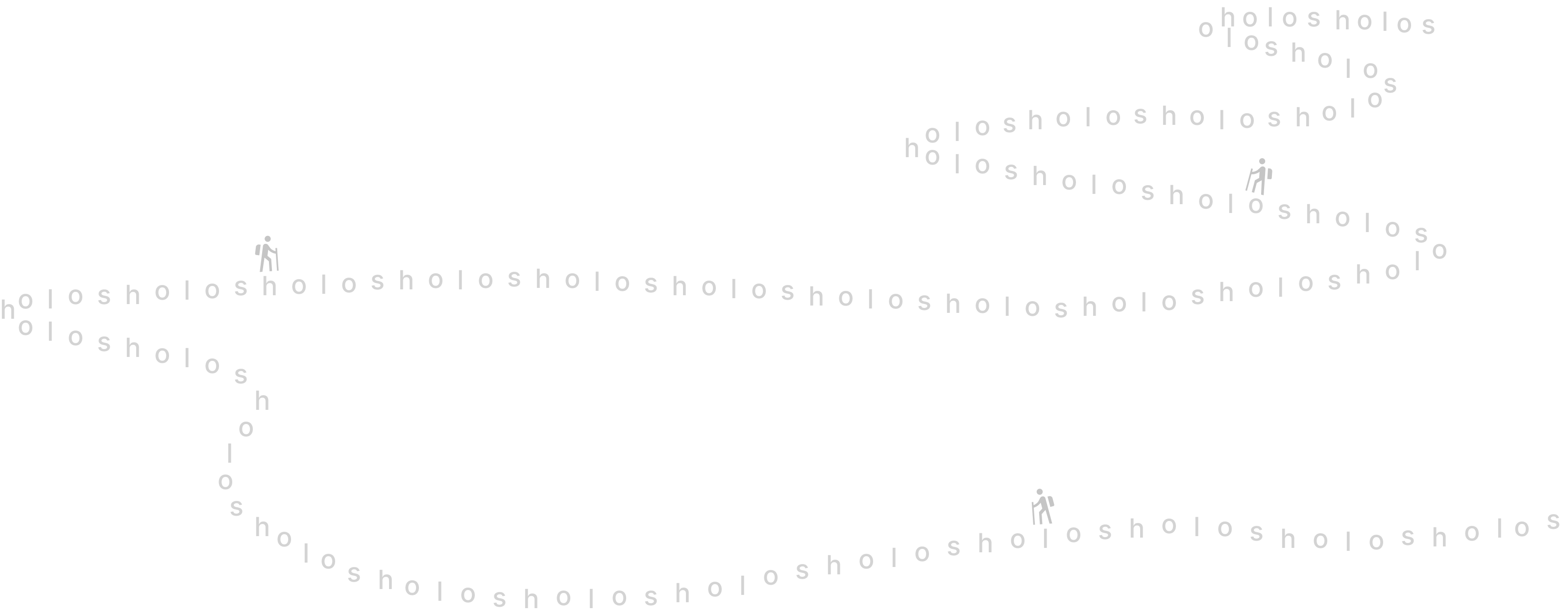 Illustration of hikers on a path that is made up of the letters H-O-L-O-S